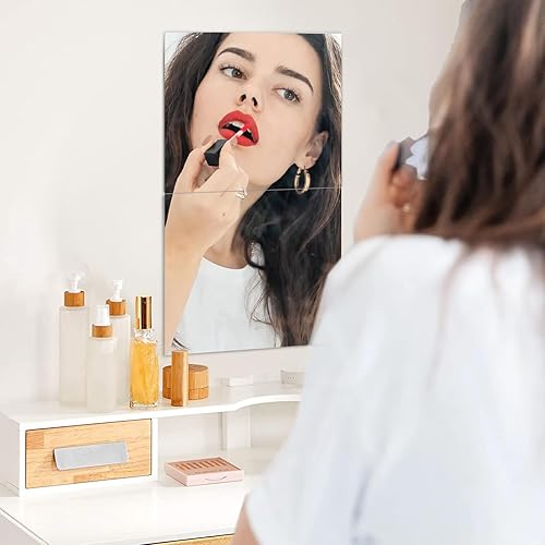 Miniatura 6 de Azulejos de espejo de pared de vidrio HD de longitud completa, juego de 4, 8 x 8 pulgadas, sin marco, ideal para dormitorio, gimnasio en casa, baño,