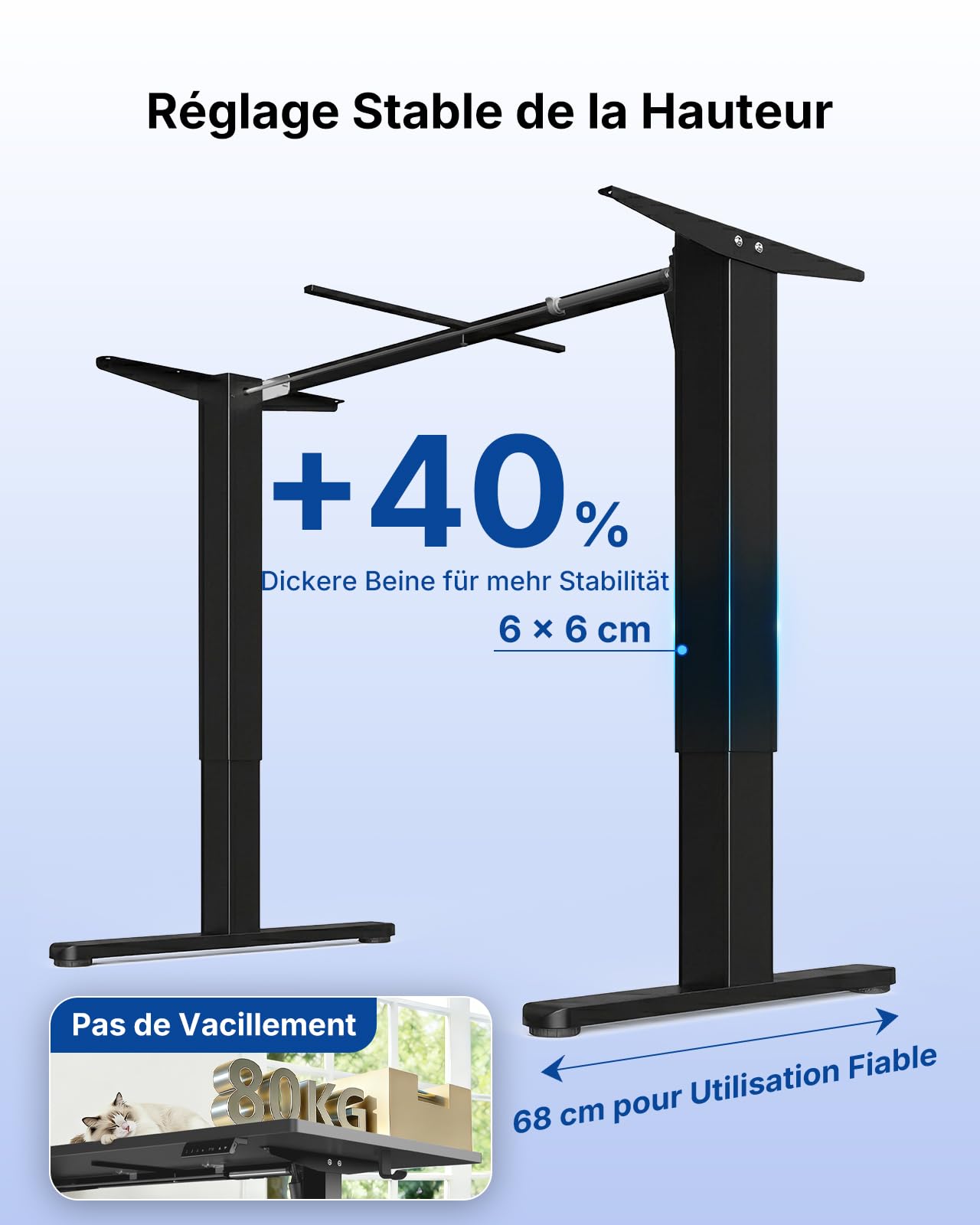 HUANUO Bureau Debout 160 x 80 cm avec Port de Charge USB-C et USB-A, Hauteur réglable de 72 à 118 cm, 4 préréglages de mémoire, Gestion des câbles et Crochet