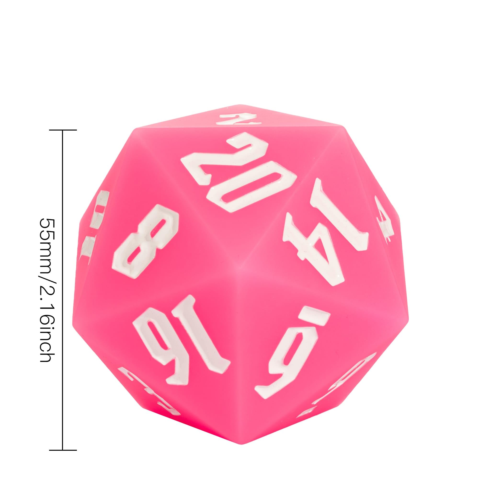 Dados DND de silicona D20 de 55 mm, brillan en la oscuridad, grandes D20 de 20 caras, dados poliédricos gigantes D20 con caja de regalo de dados para Dungeons and Dragons RPG, bar, pub, club,