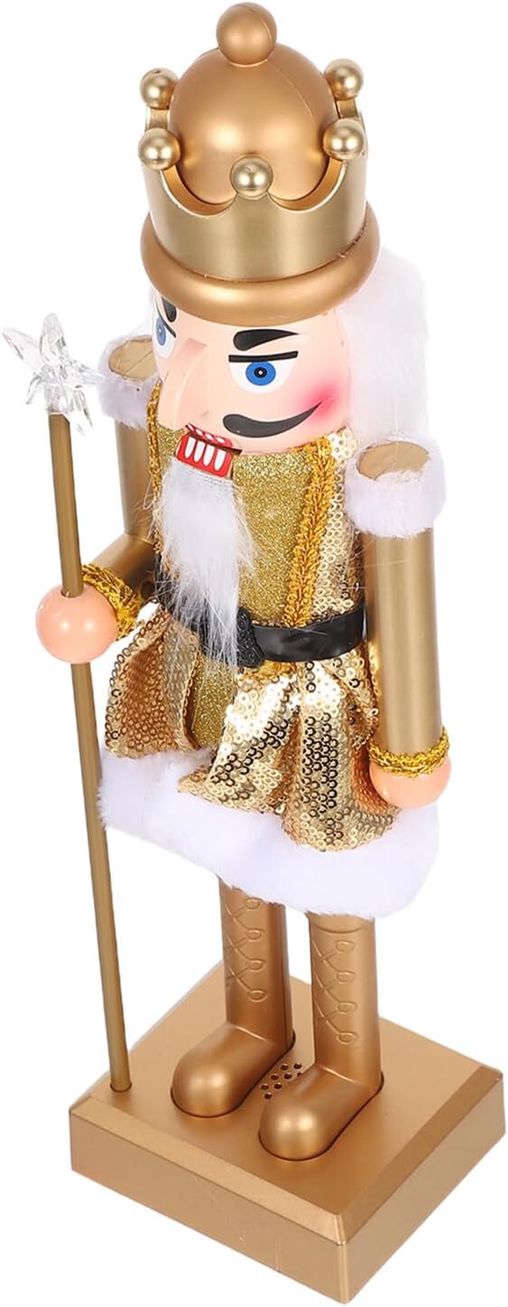Garneck Christmas Nutcracker Ornament Lighted Plastic Nutcracker Soldier Figurine with Music for Holiday Tabletop Decoration and Festive Party Centerpiece
