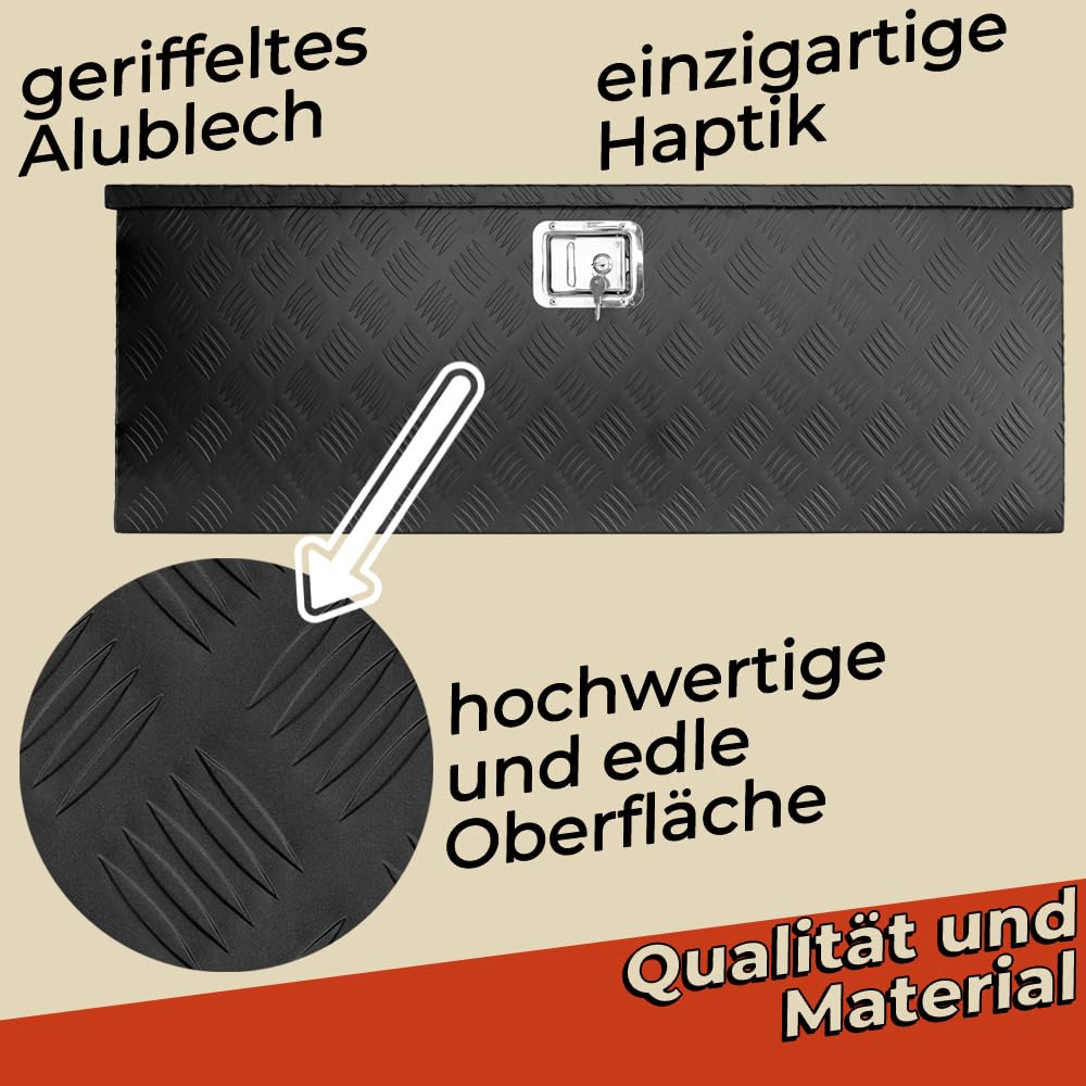 Trucky Caja de Barra de Tiro Negro Caja de Herramientas Caja de Camión Caja de Aluminio Caja de Remolque con Tapa Bloqueable Caja de Transporte D160