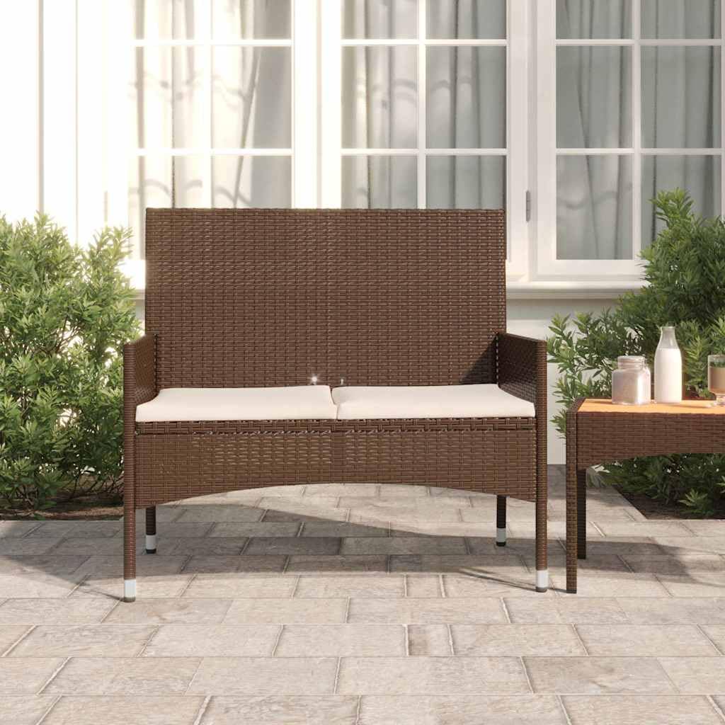 Banc de jardin en polyrotin marron avec dossier pour créer un coin détente sur votre terrasse