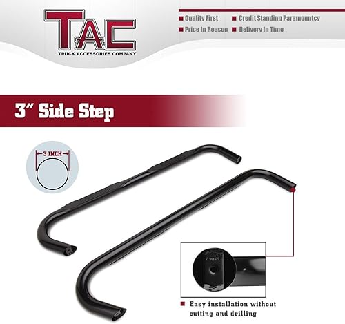 Miniatura 6 de TAC - Estribos laterales para Toyota Tundra Access Cab 2000-2006 de 3 pulgadas, barras laterales negras, barras Nerf, rieles de escalón, estribos,