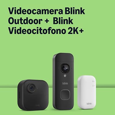 Blink Outdoor 4 con Blink Videocitofono 2K+ a pile (ultimo modello), Nero, Modulo di sincronizzazione di base incluso