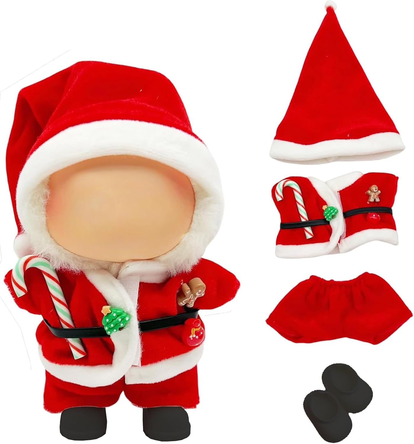2 Sets Christmas Clothes for Labubu, 17cm Doll Clothes Set Includ Outfit & Shoes & Hat, Santa Claus Outfit for Christmas Themed Toy Display Collection image 2