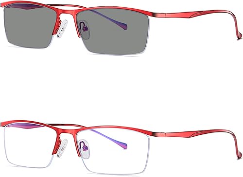Gafas de lectura fotocromáticas, gafas de lectura de tendencia, para hombres y mujeres, medio marco, para negocios, oficina, hombres