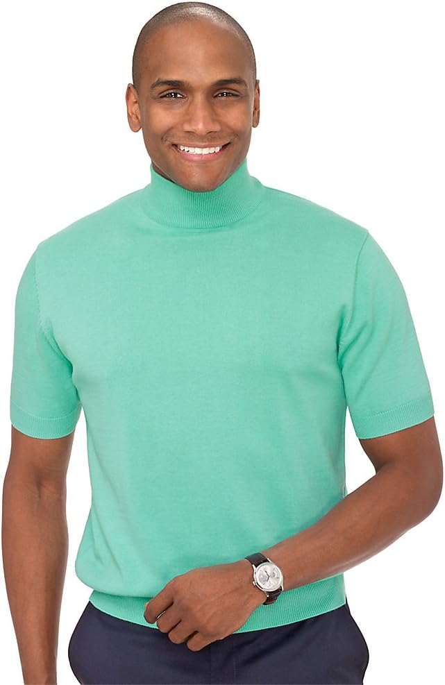Paul Fredrick Men's Pima Cotton Solid Mock Neck Pullover