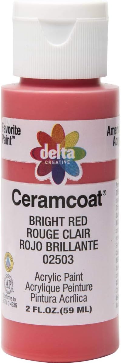 Delta Creative Ceramcoat Acrylic Paint in Assorted Colors (2 oz), 2503, Bright Red