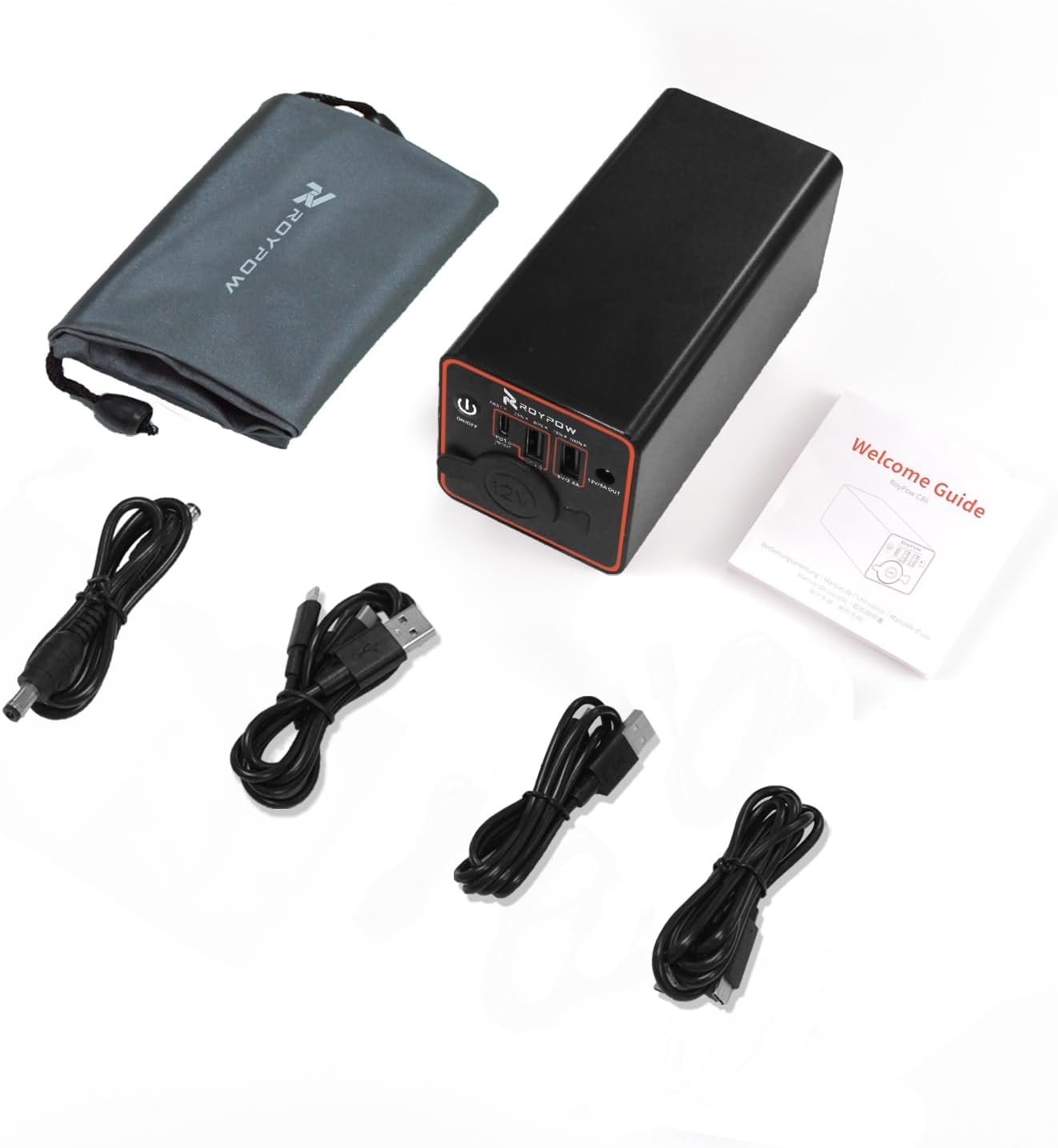 Package contents of RoyPow C86 Power Bank