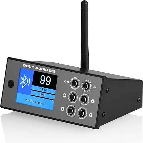 Douk Audio B1FM Bluetooth 5.1 Receptor DAC, reproductor de música estéreo de alta fidelidad con LDAC y aptX HD, radio FM premium, salidas digitales