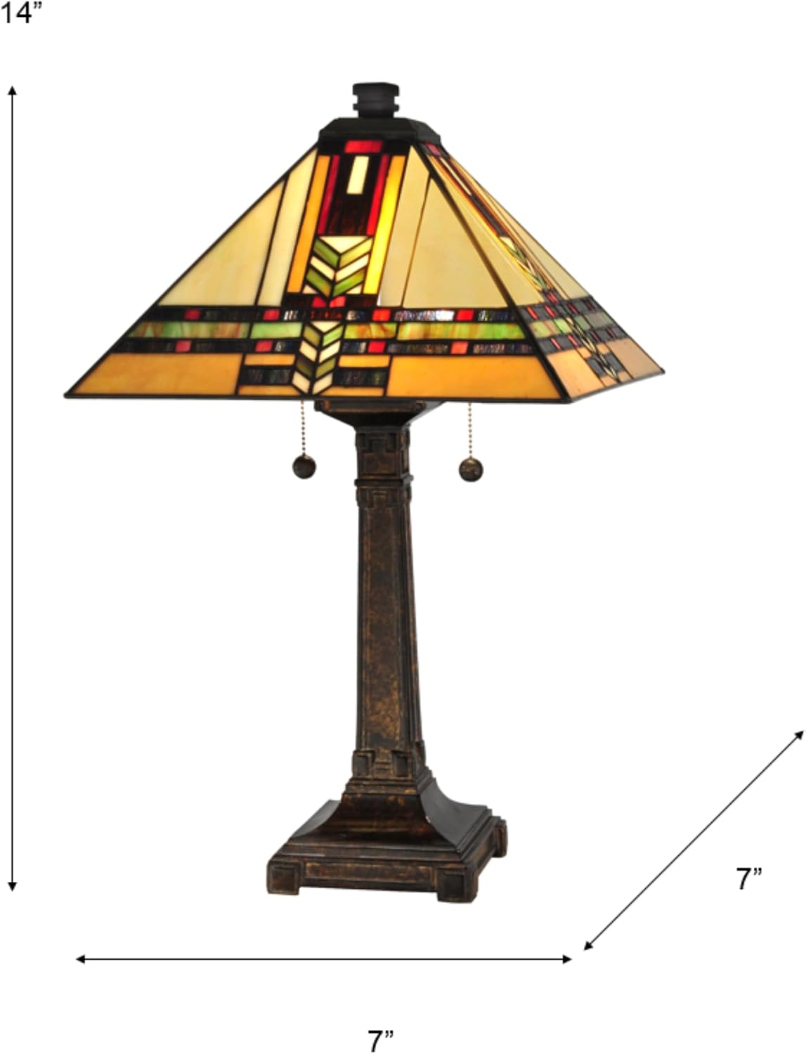 Dale Tiffany Lamps TT13061 Tiffany/Mica Two Light Table Lamp from Palo Mission Collection in Bronze/Dark Finish, 15.00 inches, Fieldstone, 24.50x15.00x15.00