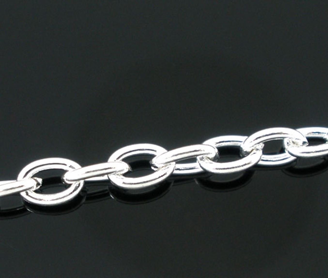 2 Metres Silver Plated Links Open 5mm x 3.5mm Cable Chain for Jewellery Crafts, Card Making, Decoration