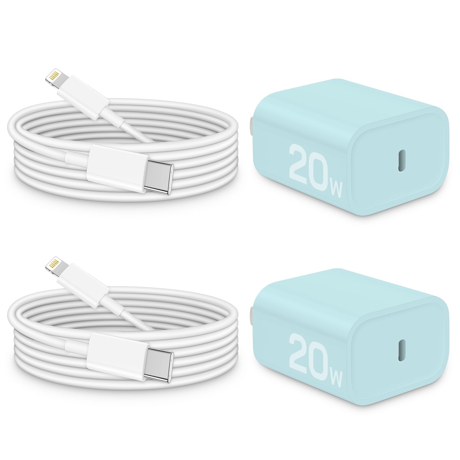 CXX Charger for iPhone 20W Fast Charging [MFi Certified, 2-Pack] USB-C PD Block & 6FT Cable Compatible with iPhone 14/13/12/11/Pro/Plus/Max/Mini/SE,