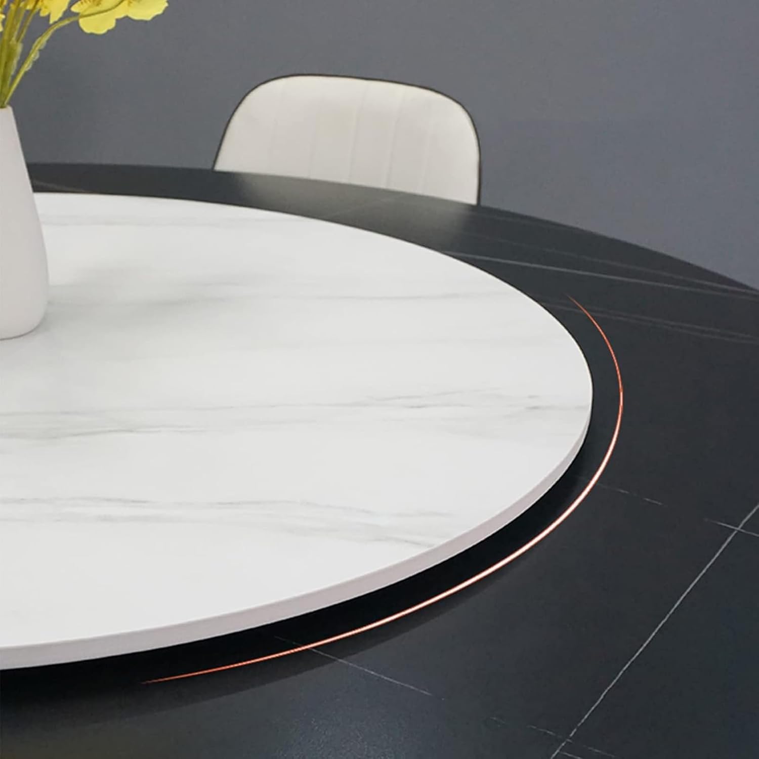 Round Table Rotating Serving Plate, 12mm Thick Large Marble Lazy Susan Turntable Heavy Duty Tray, Large Dining Table Turntable, for Dining Table Center Tray (Color : Bright White, Size : 120cm (47in