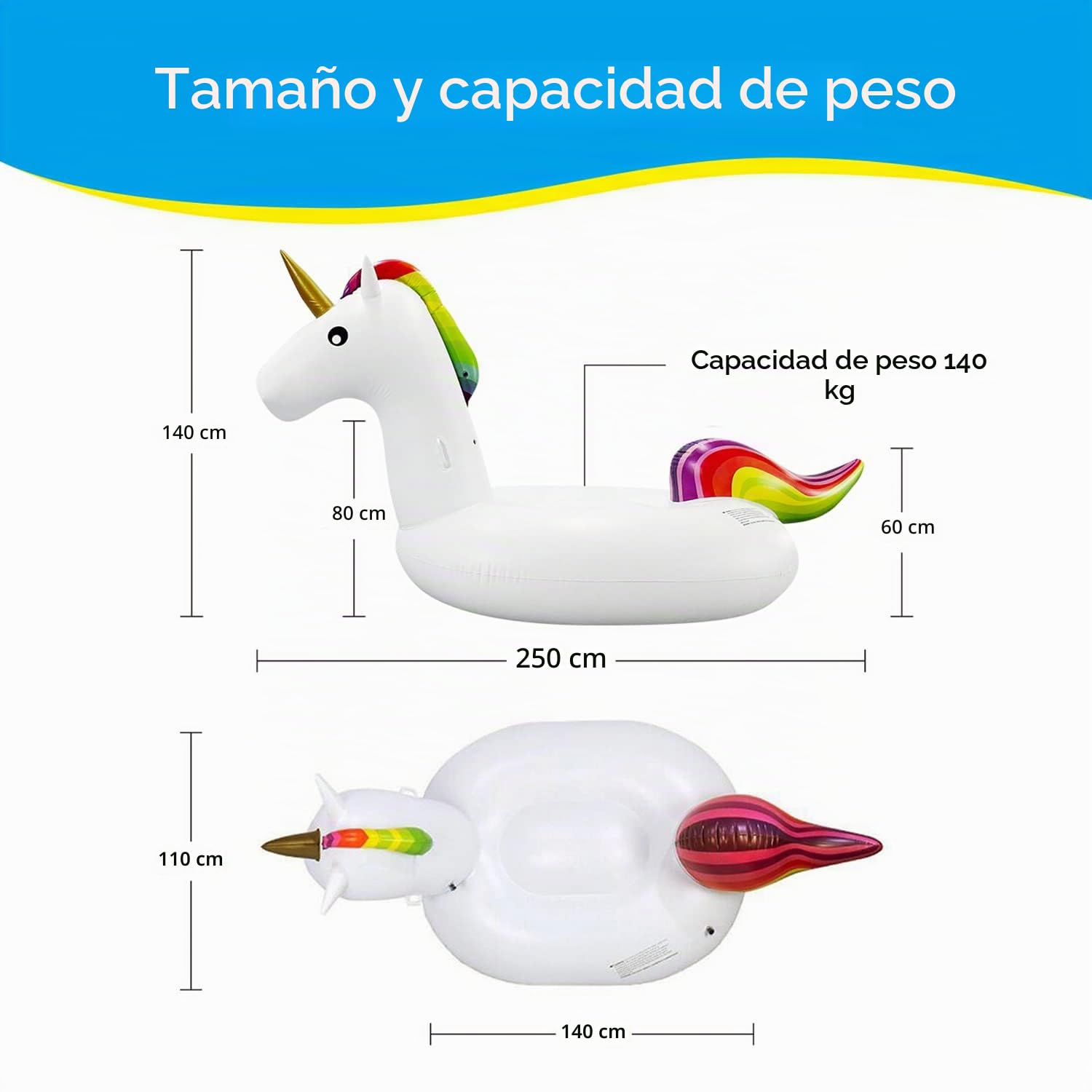 Dracarys Juguetes Piscina, Unicornio Hinchable, 250×140×110CM Gigante flotadores Piscina para Adultos y niños, Juguete Inflable Piscina Playa con válvula rápida