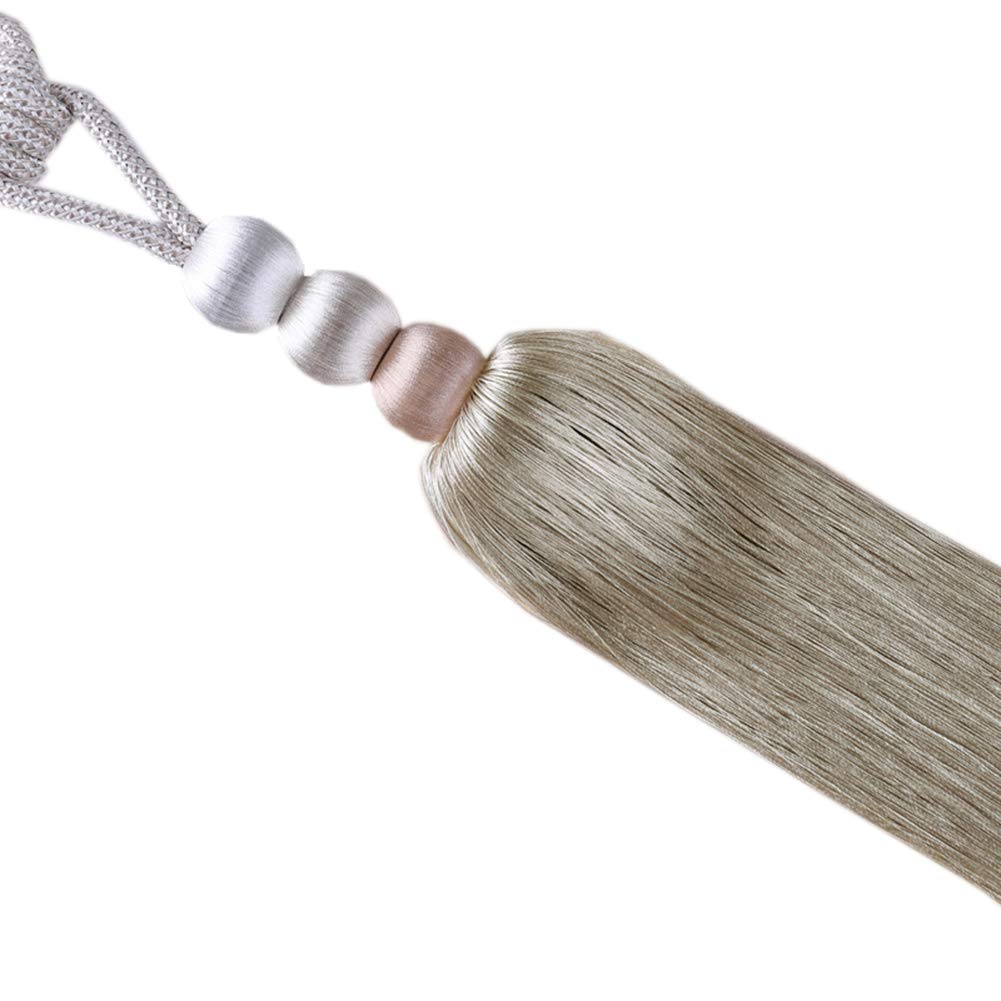 Vorhangbinder for Vorhänge, Vorhang-Raffhalter, 2er-Set, europäischer Stil, Vorhangschnalle, Bandage, Perlenvorhang-Raffhalter, Seil, Vorhang-Quastenhalter, Gardinen-Quasten-Raffhalter (grau) (Color