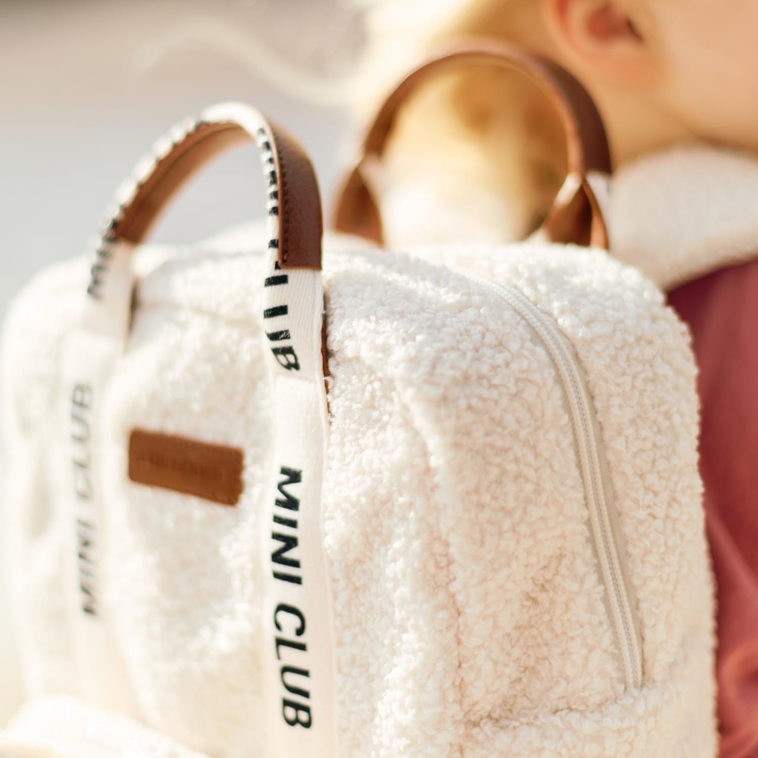 CHILDHOME, Sac a Dos, Bebe, Sac à dos Enfant, Cartable maternelle, Pochette isotherme, Compartiment boite à repas, Solide, Matière Coton, My First Bag, 7L, Mini Club Urban, Teddy White