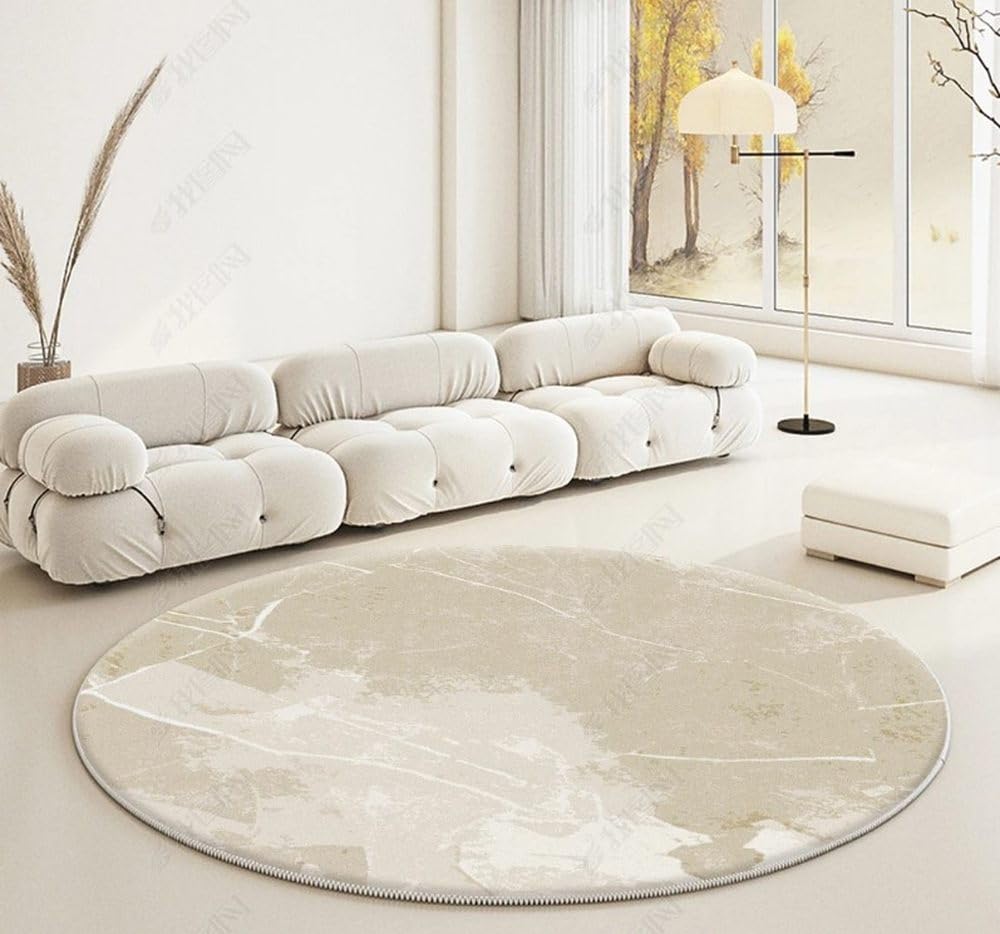 Tapis abstrait moderne grand format rond 180 cm d'inspiration nordique