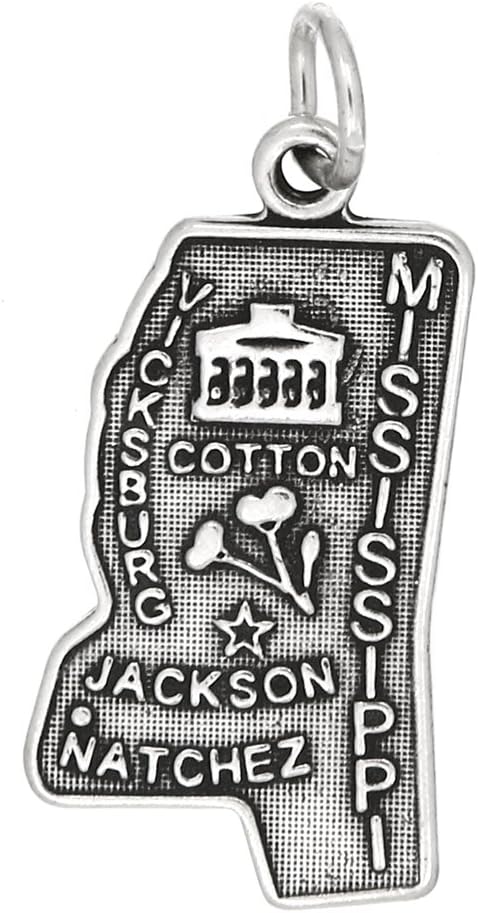 LGU Sterling Silver Mississippi State Map Charm