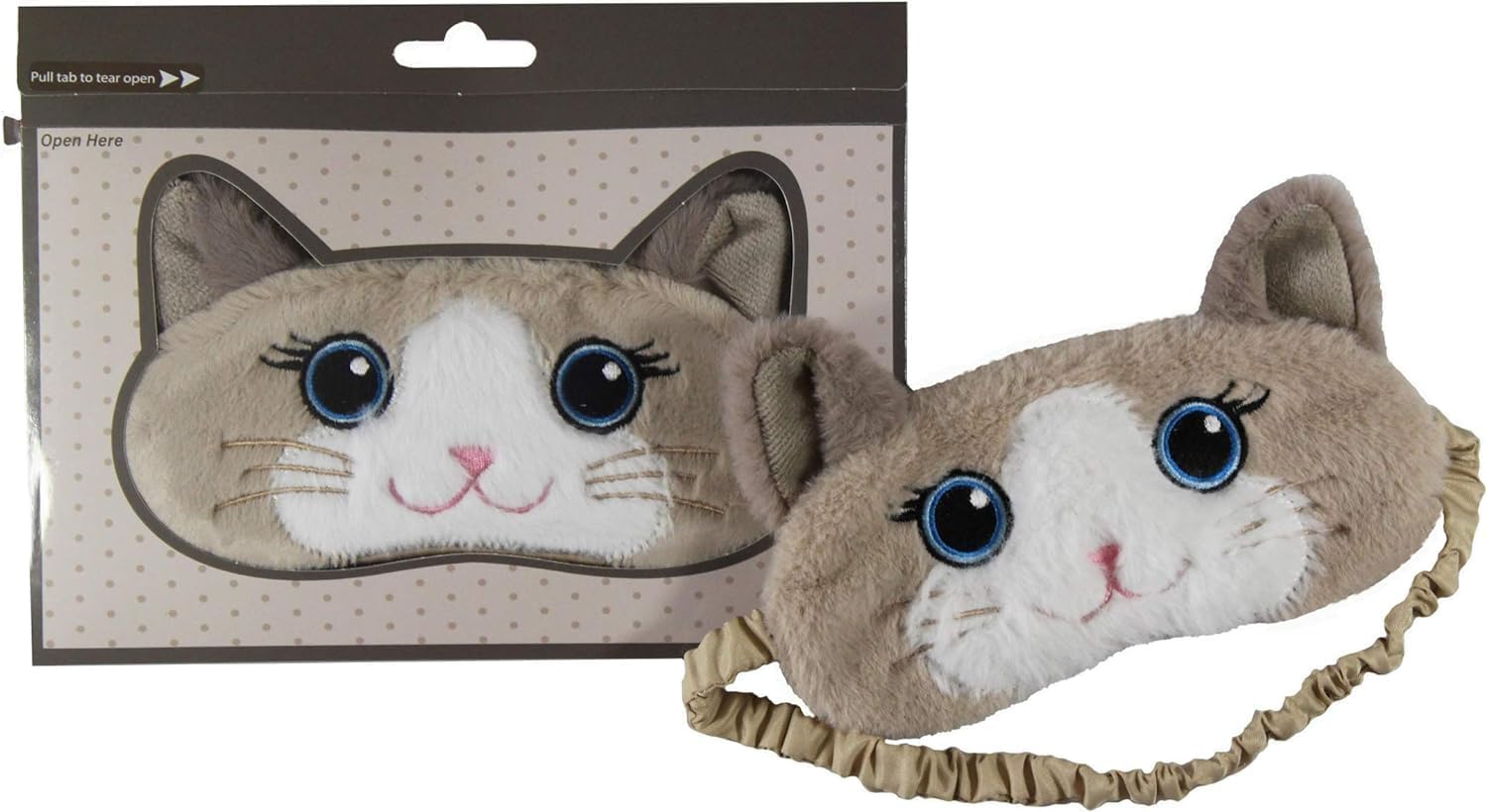 Ragdoll Cat Plush Comfortable Sleep Eye Mask (Brown/Beige)