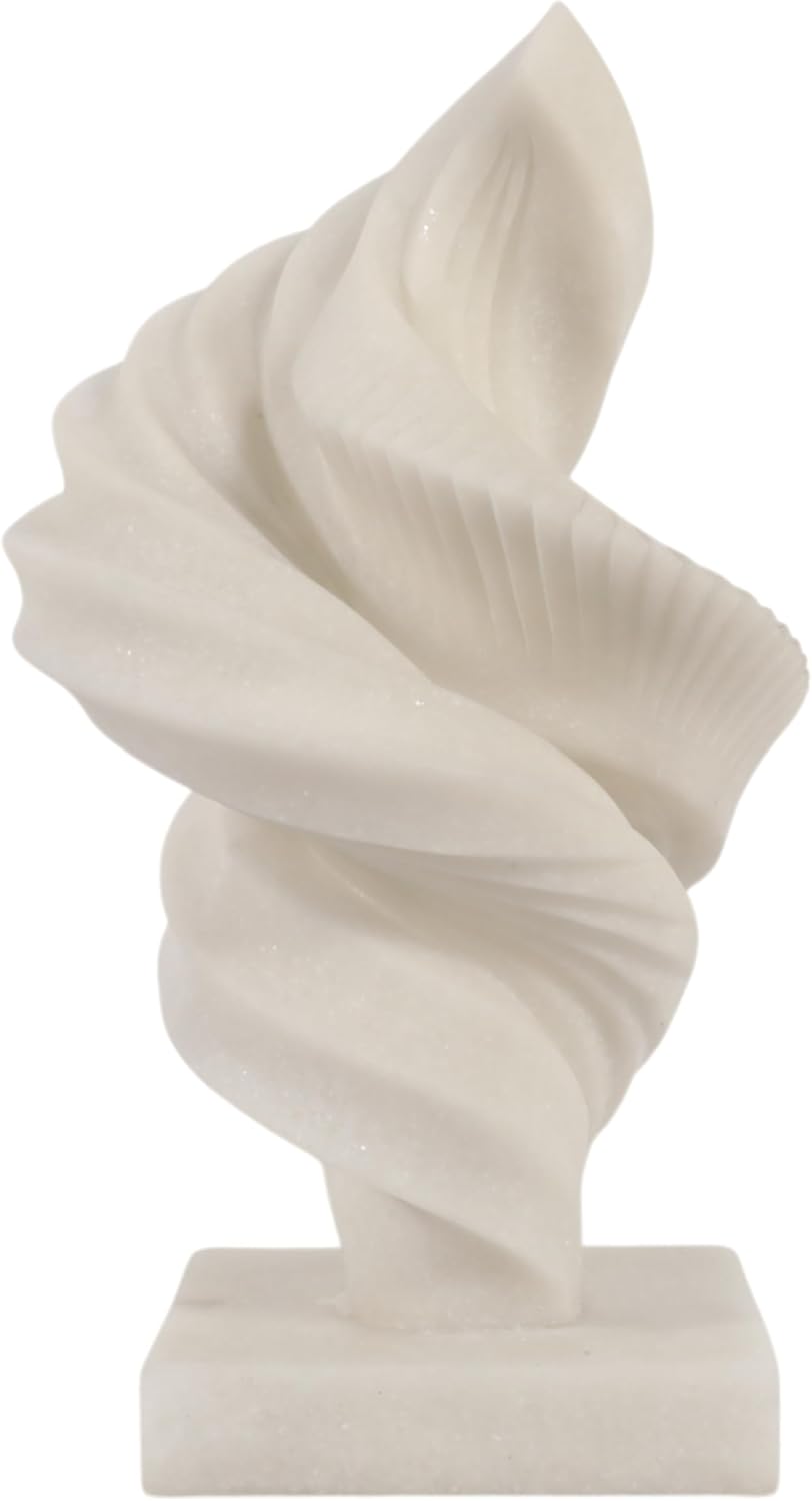 Sculptural Twisted Wave Resin Sculpture for Home Decor - Decorative Living Room Decor for Bathroom and Coffee Table Styling - Ornament Accent for Shelf, Table, or Office Desk - 15", White