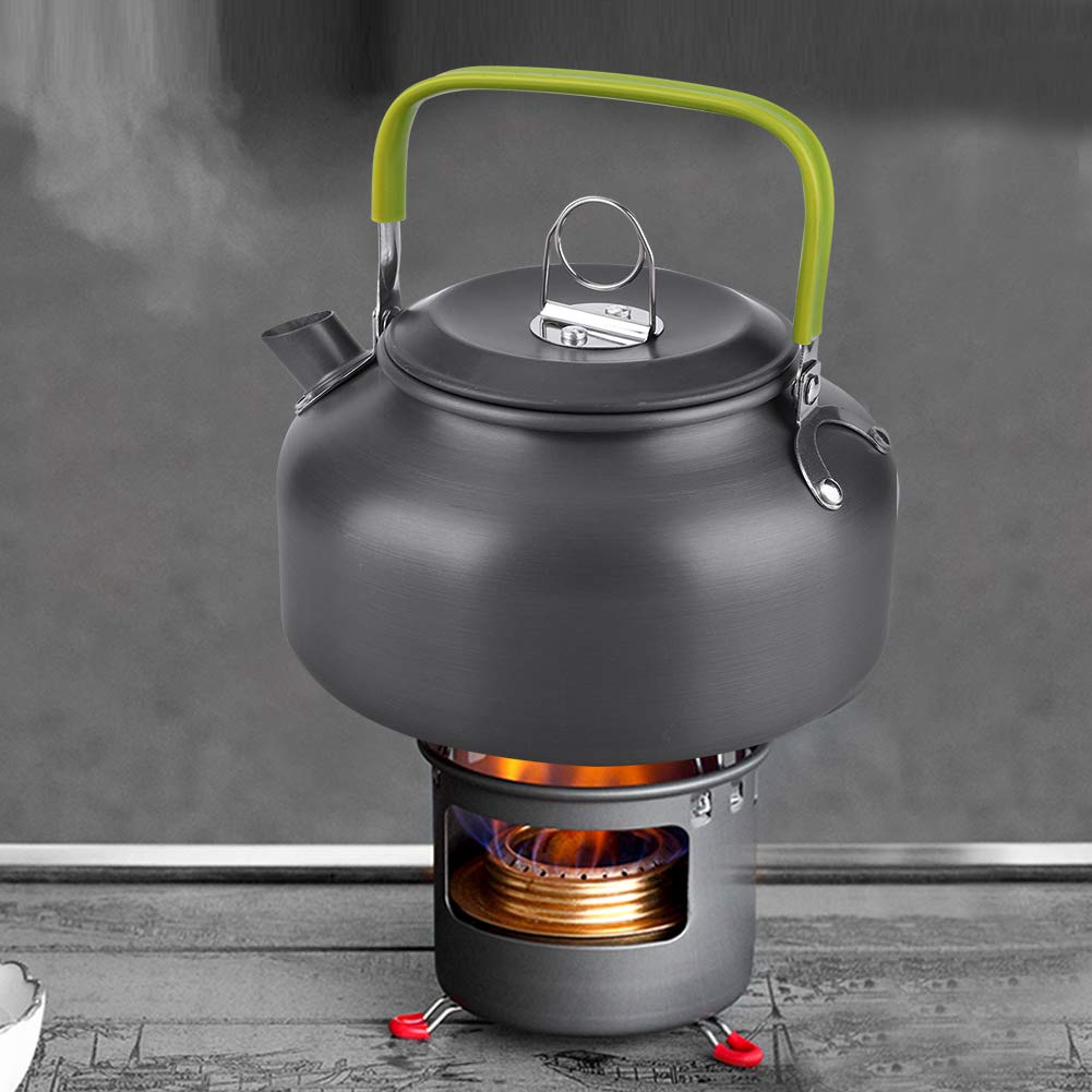 Bollitore da campeggio, caffettiera portatile in lega di alluminio da 800 ml con borsa da trasporto in rete, per campeggio, escursionismo, zaino in spalla, viaggi