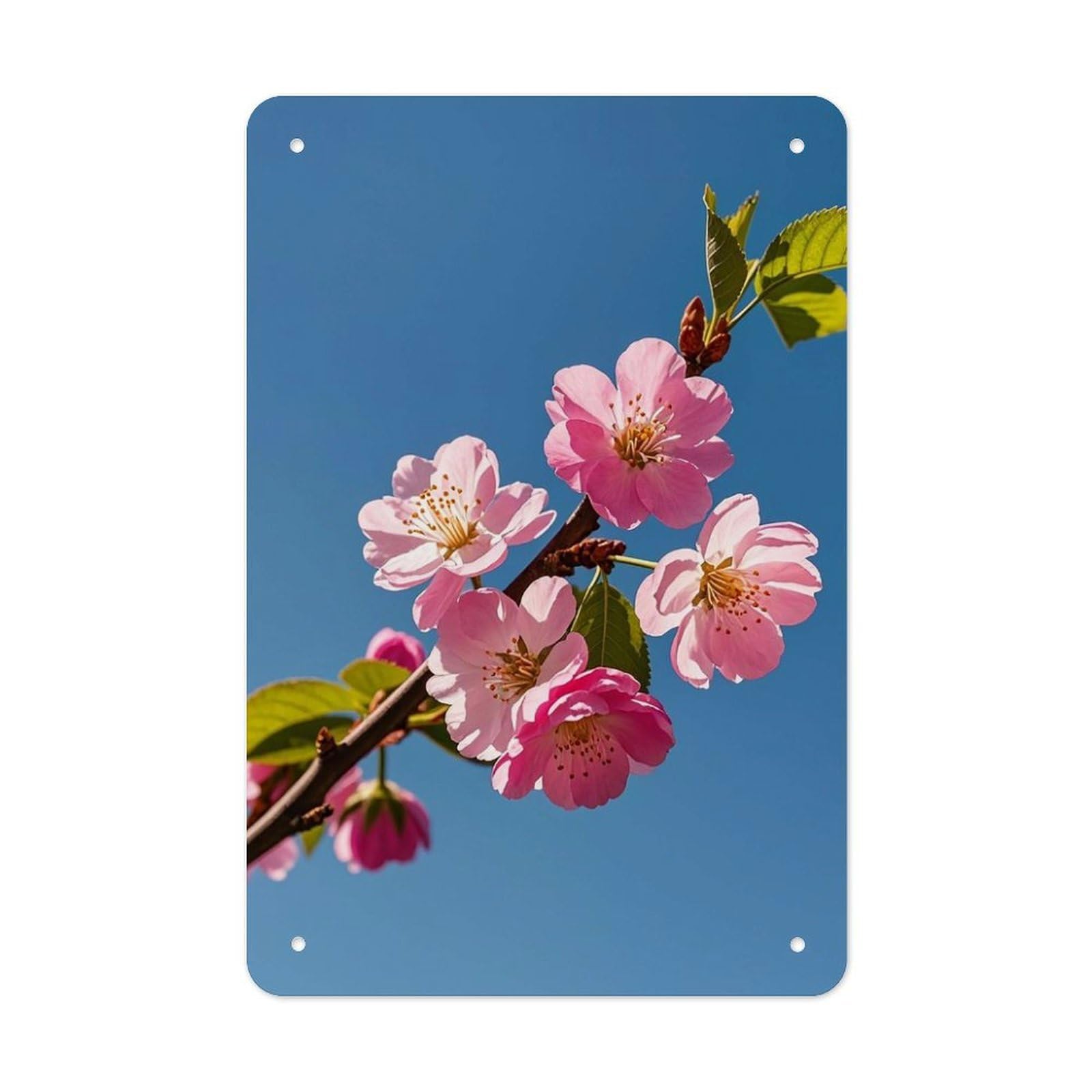 QMNLKH Pink Flowers Plaques for Wall Decor, Personalized Metal Tin Sign for Home, Multifunctional Poster for Office, Fashion Painting for Hallway, Wall Art Pictures, 7.9x11.8Inch