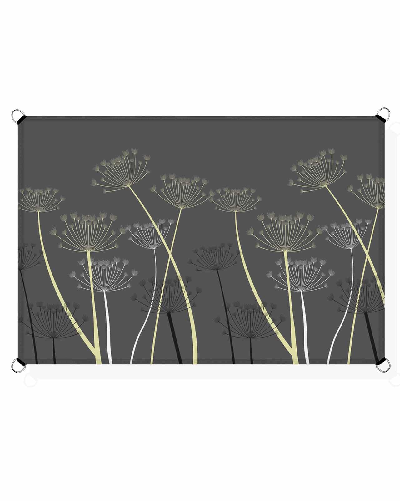 Boanket Sun Shade Sail 14' x 18', Yellow Black White Flower Large Heavy Duty Outdoor Shades Sun Screen, Spring Floral Botanical Dark Grey Shade Cloth for Patio Deck Terrace Garden Lawns Beach Backyard