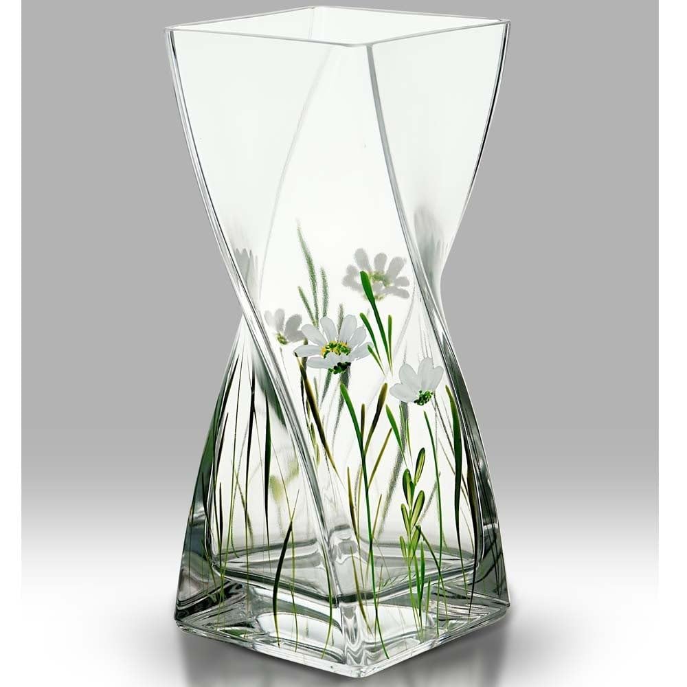 Nobile Glassware Colored With Transparent Base Daisy Pastures Twist Vase - 25Cm 2564-24