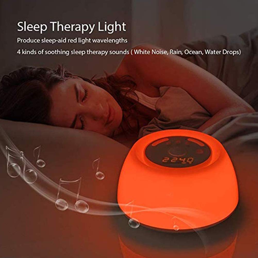 RéVeil Lampe RéVeillez-Vous La LumièRe, Lever du Soleil/Le Coucher du Soleil Simulation Ajustable 7 Couleurs LumièRes de La Nuit,Chargement USB pour Le Salon Et La Chambre