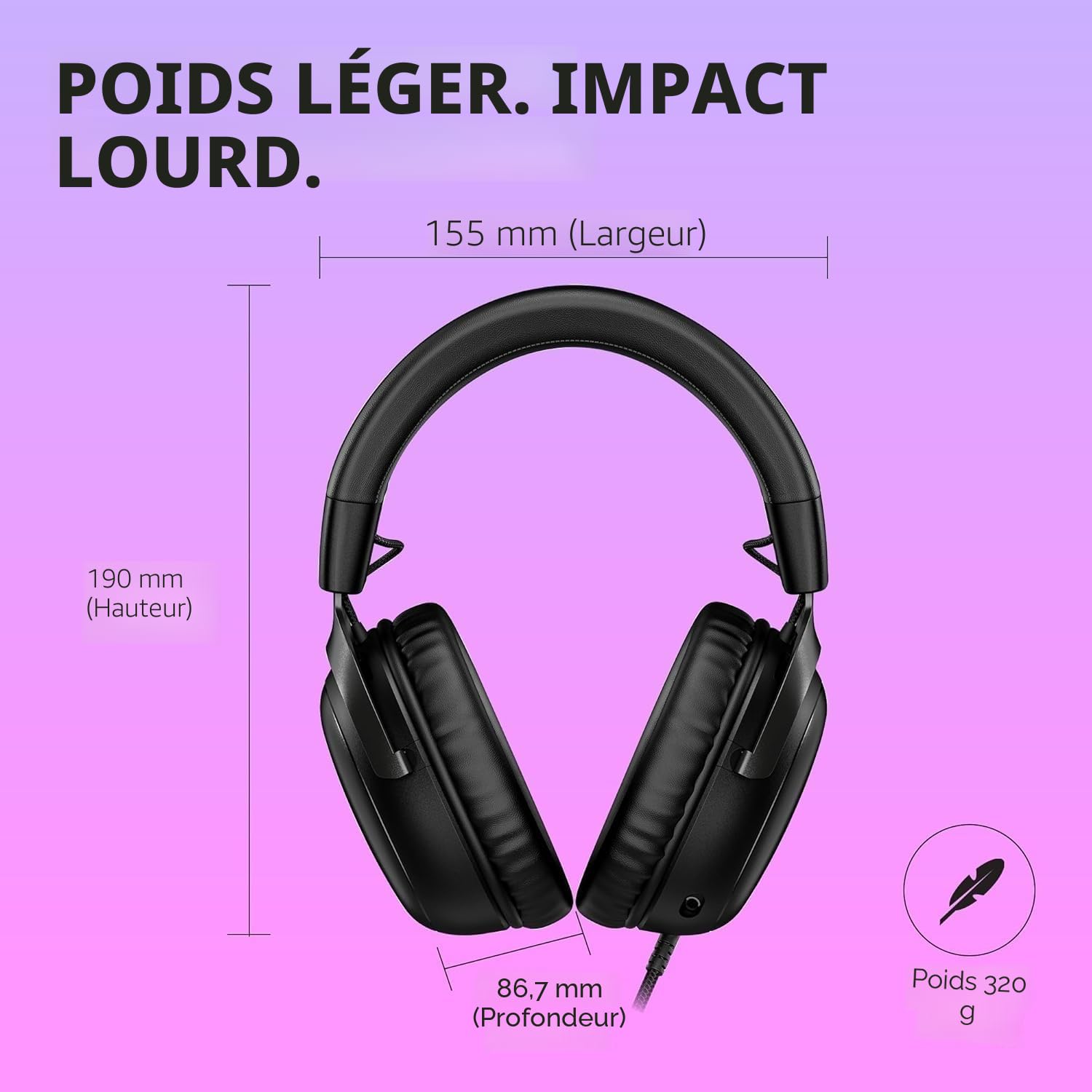 HyperX Cloud III – Casque de Gaming Filaire, PC, PS5, Xbox Series X|S, DTS, Mousse à mémoire de Forme, Microphone au Son cristallin de 10 mm, avec Suppression du Bruit, USB-C, USB-A, 3.5mm – Noir