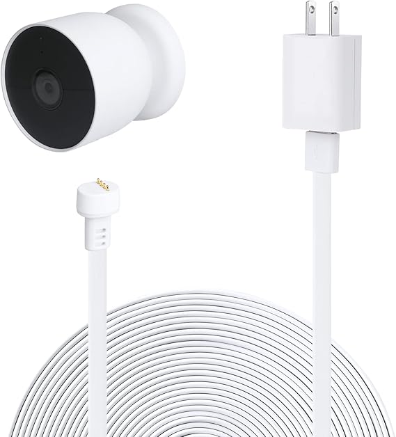 Adaptador de corriente para Google Nest Cam (batería), con cable de carga resistente a la