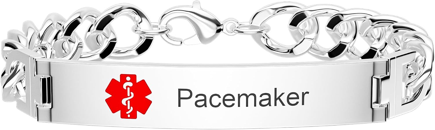 Medical Alert Bracelet for Women Men, Medical Alert ID Stainless Steel Bracelets for Diabetic 1/2 D.N.R Pacemaker Epilepsy