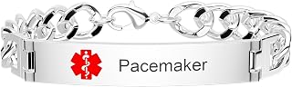 Medical Alert Bracelet for Women Men, Medical Alert ID Stainless Steel Bracelets for Diabetic 1/2 D.N.R Pacemaker Epilepsy