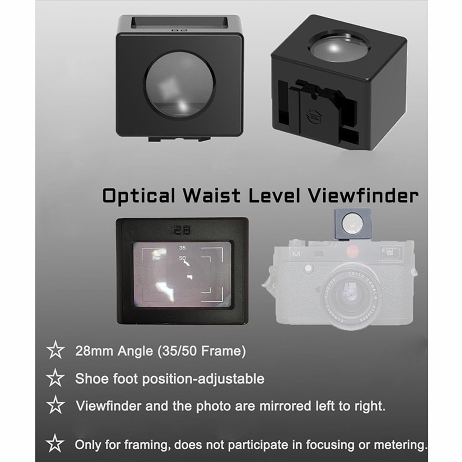 Viseur optique externe de niveau de taille, viseur optique 28 mm, avec cadre 35/50 ou 40, pied de coffre gauche/droite décalé réglable (28 mm (cadre 35/50))