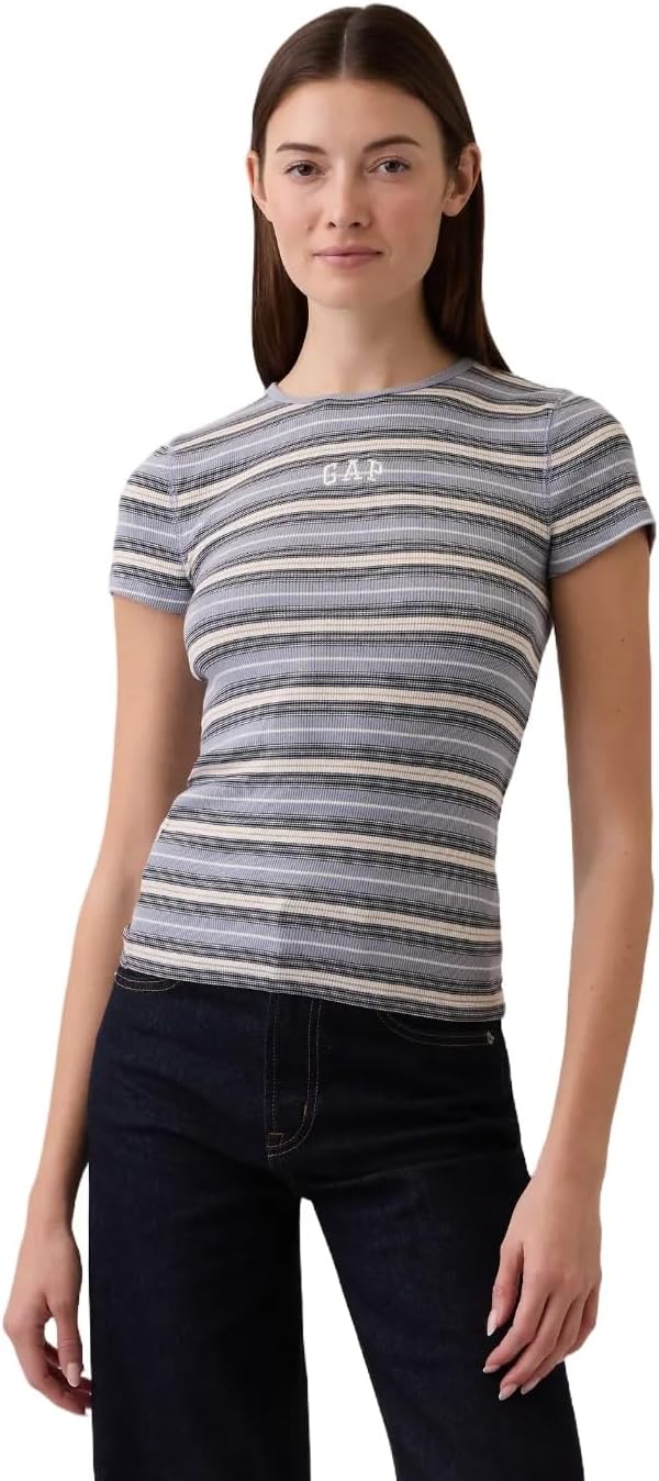 GAP Women's Short Sleeve Modern Rib Logo Tee