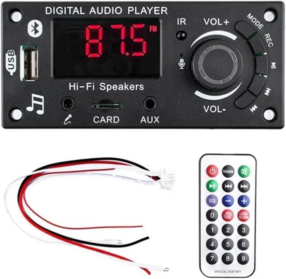 2 * 50W 100W MP3 Decoder Board Amplifier Bluetooth Car Motherboard With Radio Function With Microphone Socket(Small remote control)