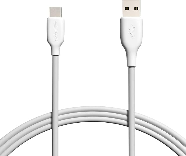 Amazon Basics USB-C 2.0 to USB-A Cable (USB-IF Certified) - 1.83 m, White