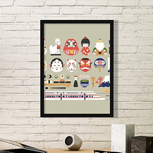 Cadeau de décoration avec cadre noir et estampes japonaises medium - 2