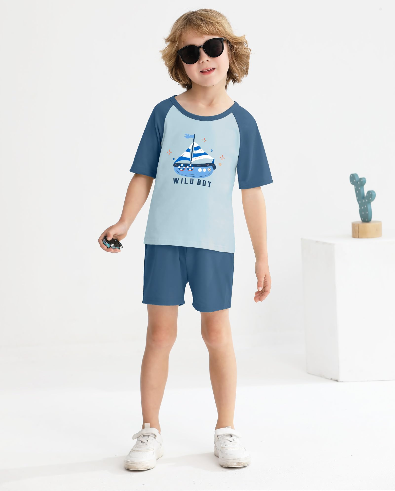 Toddler Boys' Summer 2-Piece Outfit Set Short-Sleeve T-Shirt & Casual Shorts Toddler Clothing 18 Months to 5T