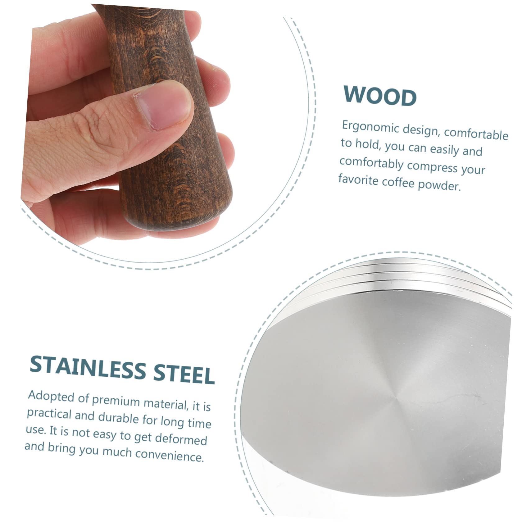 Pressino per Caffè Ergonomico in Acciaio Inox e Legno Marrone