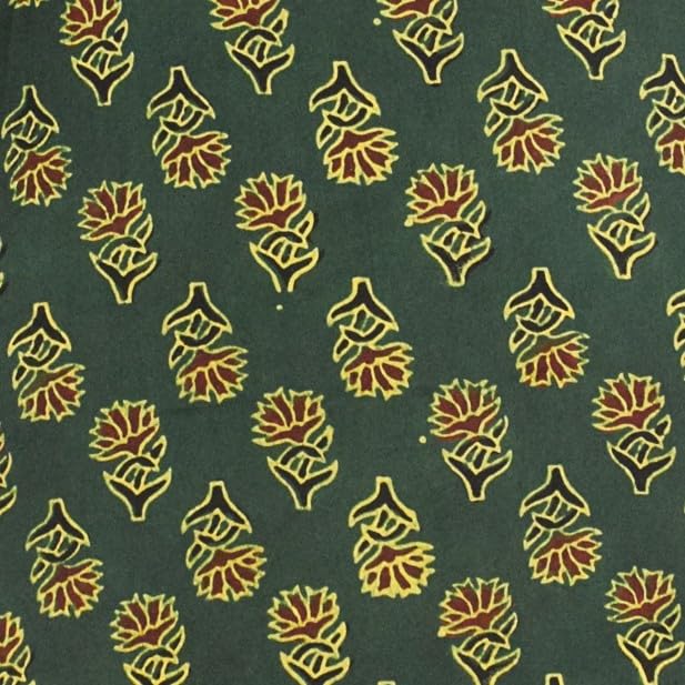 Image of Ethnics of Kutch Womens's Ajrakh Modal Silk Natural Dye Hand Block Print Unstitched Kurta Fabric