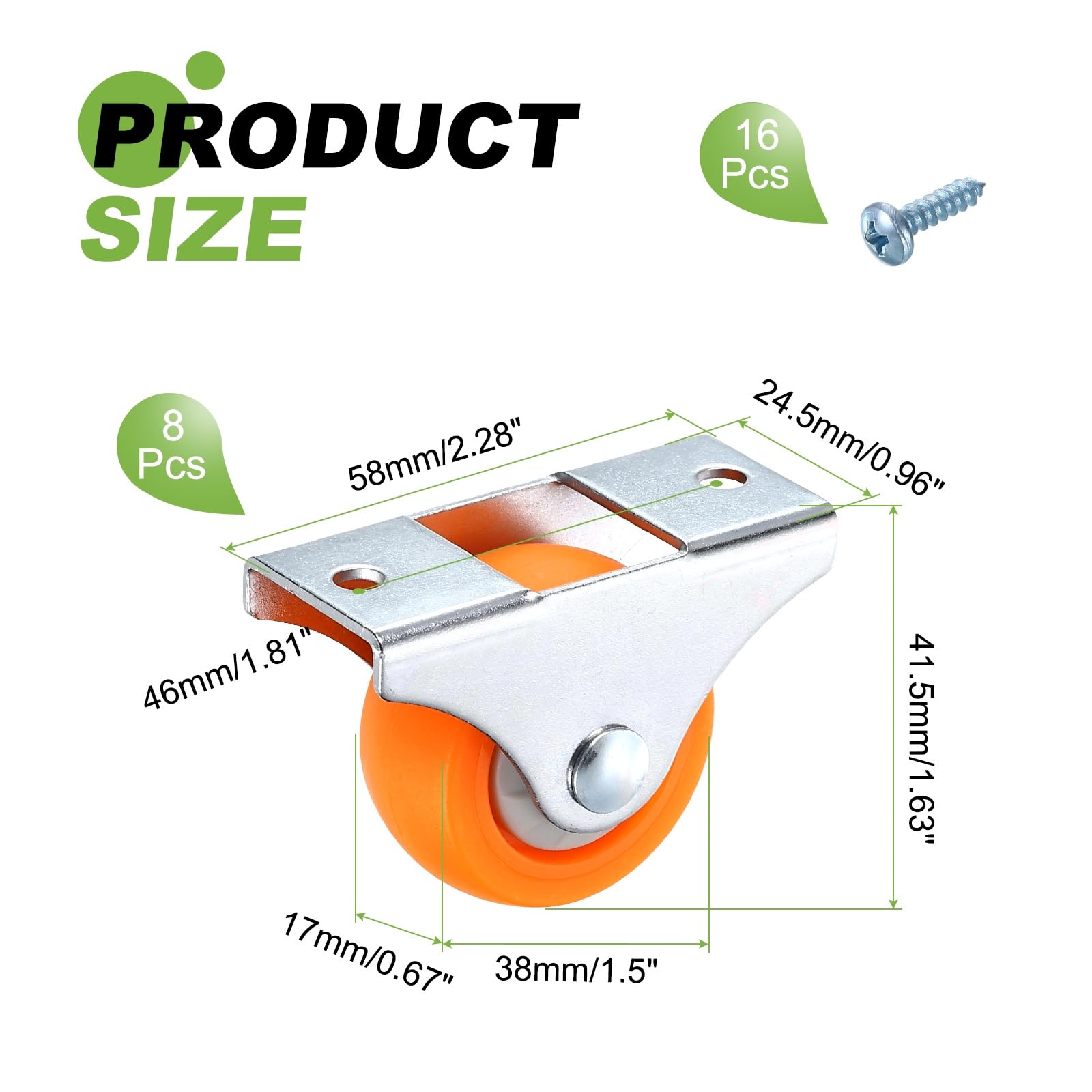 PATIKIL 1.5 Inch Fixed Caster Wheels - Image 2