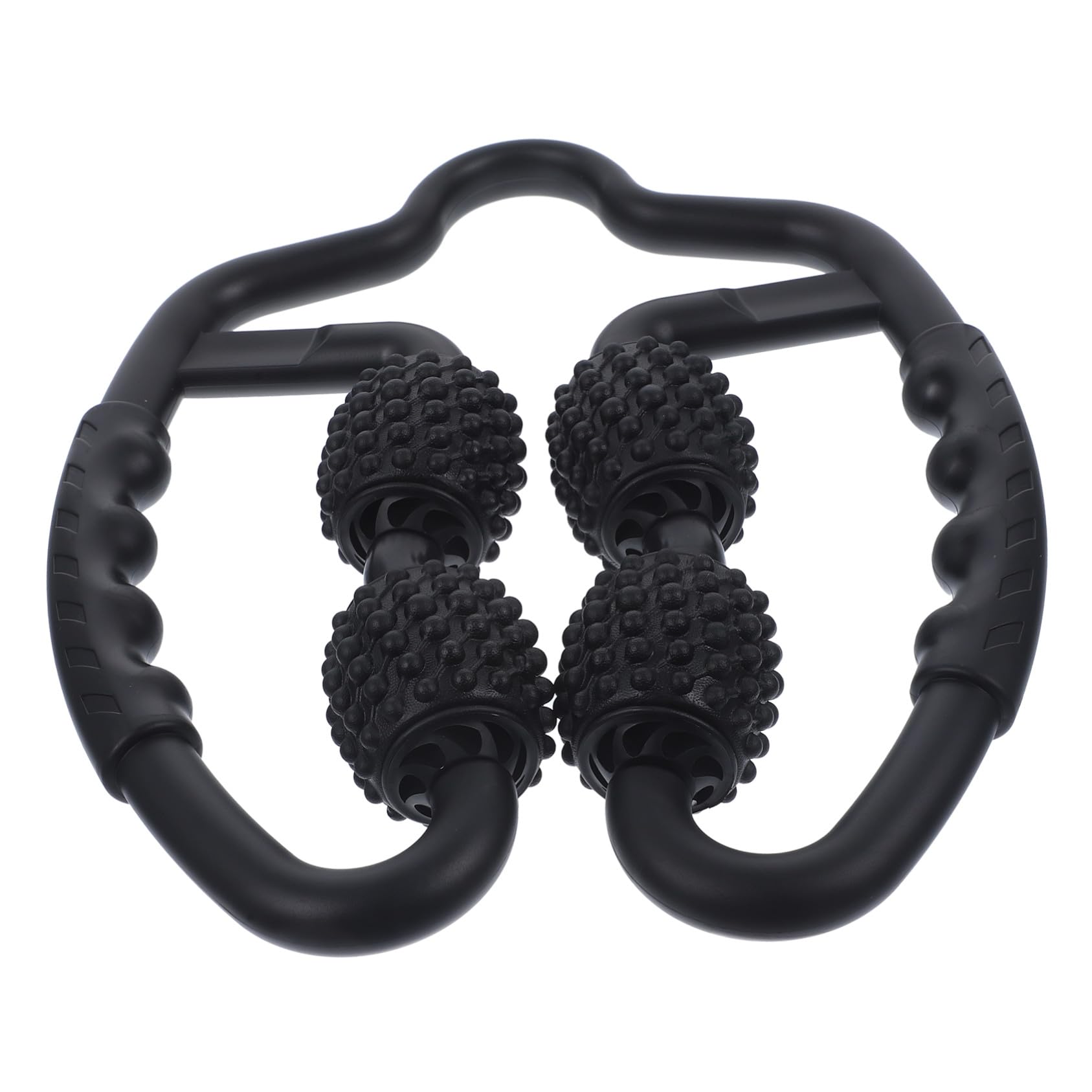 Rullo Massaggiante Muscolare Nero 4 Rulli Rotanti e Manici