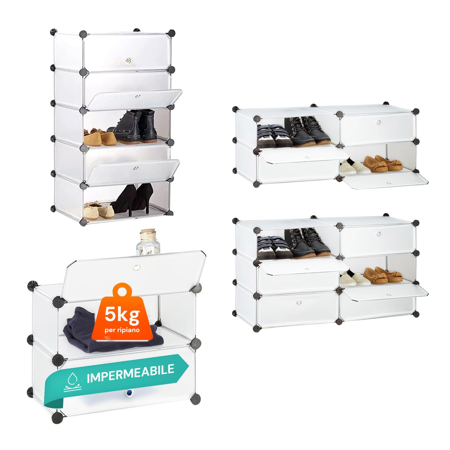 Avilia Scaffale 10 Ripiani Modulabili Impilabili 40x30x17 cm – Struttura Componibile Salvaspazio in Plastica Opaca Resistente per Casa, Ufficio, Guardaroba e Ripostigli