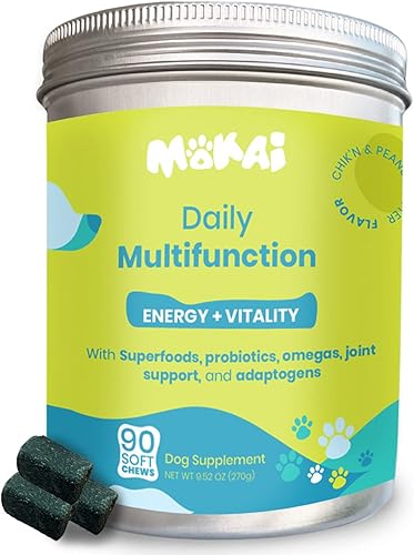 MOKAI Dog Vitamins and Supplements Glucosamine Chondroitin for Dogs Dog Probiotics and Digestive Enzymes Omega 3 for Dogs Dog Anxiety Relief and