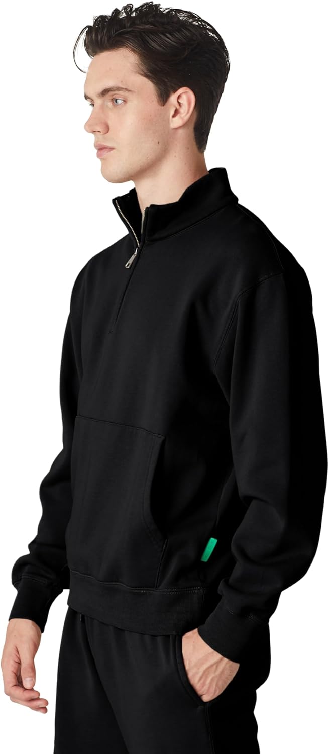 Future Planet Mens Globe Premium 1/4 Zip Fleece Lined Soft Cotton Pullover Sweatshirt Loose Fit