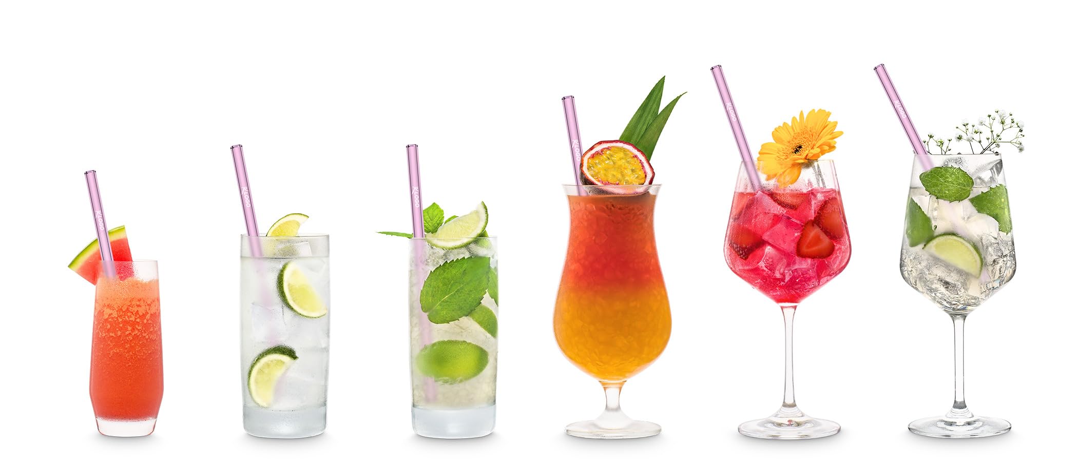 HALM Rosa Glas-Strohhalme Wiederverwendbar Trinkhalm - 50 Stück gerade 20 cm für Gastronomie, Restaurant, Bar, Cafe, Hotel - Spülmaschinenfest - Glastrinkhalme