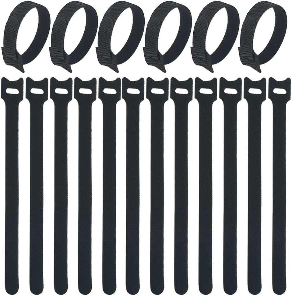 Cable Ties,Reusable Cable Ties,Strips Hook and Loop Cable Straps Ties,100Pcs Releasable Cable Ties Black Long Cable Straps
