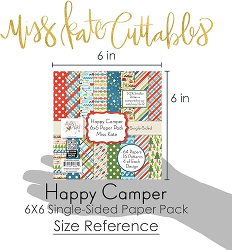 Miniatura 2 de Paquete de papel con patrón de 6 x 6 pulgadas, Happy Camper, para 7 álbumes de recortes, papel especial de primera cara, colección de 6 x 6